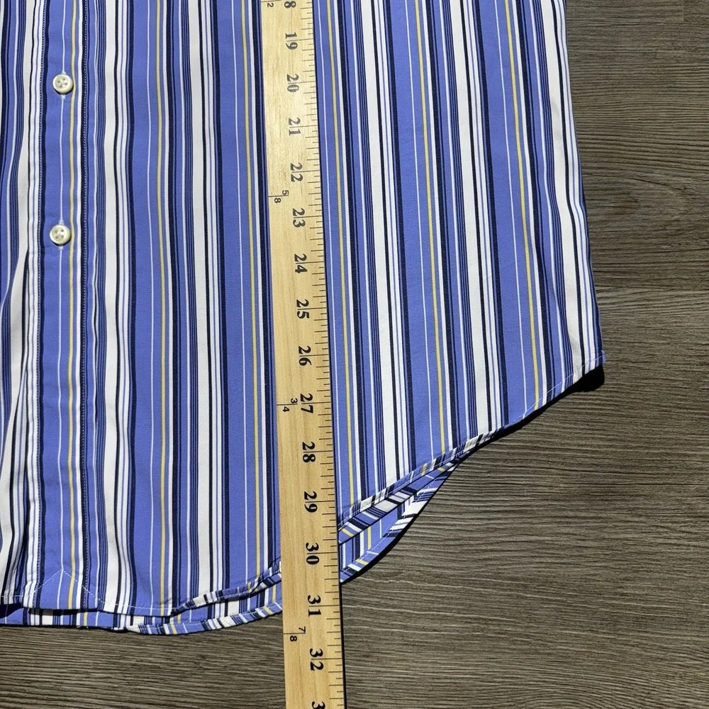 Polo Ralph Lauren Men's L Blue Stripe Button Front Shirt Long Sleeve Cotton